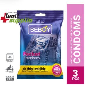 Beboy Extra Time Air Thin Invisible Condom (BubbleGum Flavour) Pocket Pack- 3Pcs(India)