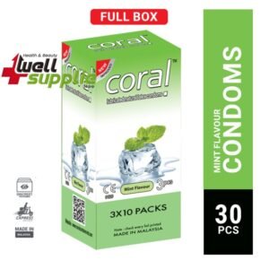 Coral Mint Flavored Plain Latex Condom - 30pcs Full Box