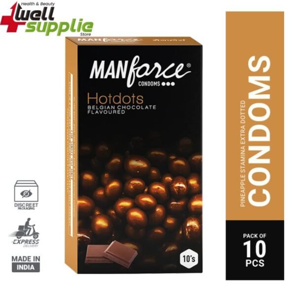 Manforce Hotdots Belgian Chocolate Condom with Bigger Dots -10Pcs(India)