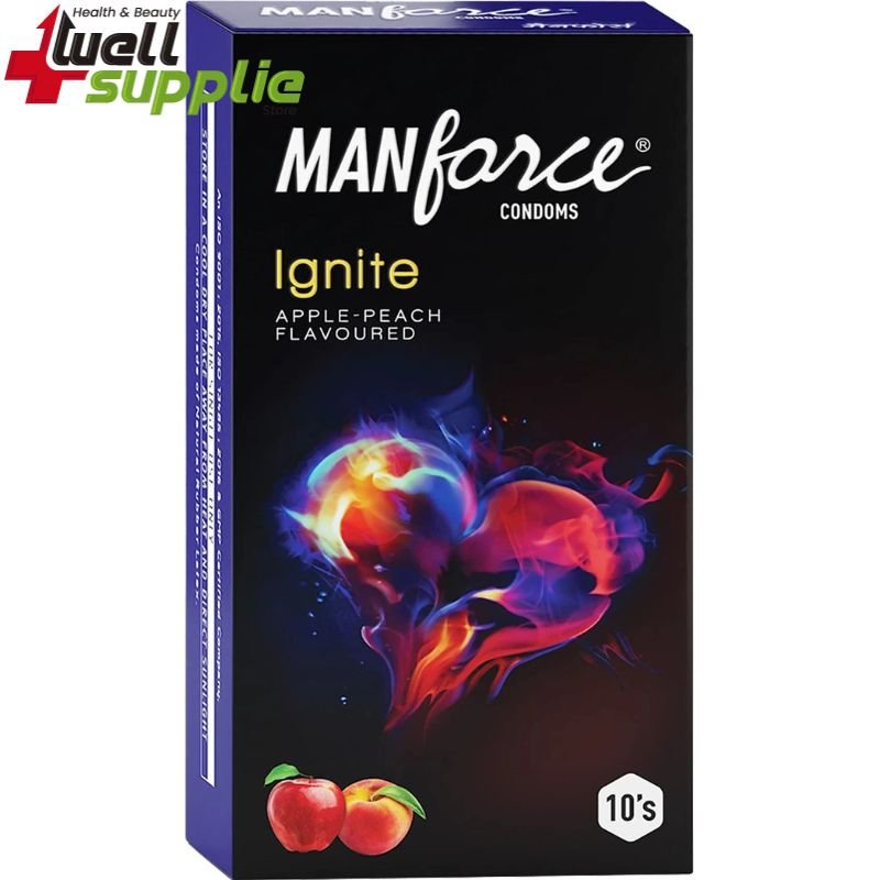 Manforce Ignite Apple-Peach Flavoured Extra Dotted Condoms - 10Pcs Pack(India) (1) Manforce Ignite Apple-Peach Flavoured Extra Dotted Condoms - 10Pcs Pack(India)