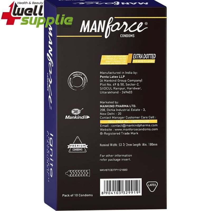 Manforce Ignite Apple-Peach Flavoured Extra Dotted Condoms - 10Pcs Pack(India) (2) Manforce Ignite Apple-Peach Flavoured Extra Dotted Condoms - 10Pcs Pack(India)