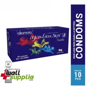 Okomoto SkinLess Skin Vanilla Contoured & Dotted Condom - 10Pcs Pack(Japan)