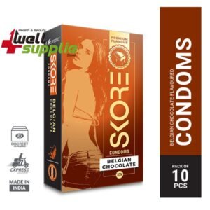 Skore Belgian Chocolate Falvour Coloured Dotted Premium Condom - 10Pcs Pack(India)