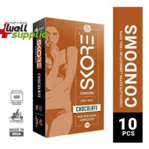 Skore Chocolate Flavoured 1500+ Dotted Condom - 10Pcs Pack(India)