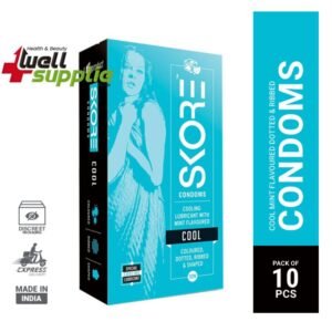 Skore Cool With Cooling Sensation Ribbed & Dotted Condom - 10Pcs Pack(India)