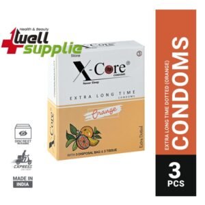X-Core Extra Time Long Lasting Dotted Condom (Orange Flavoured) -3Pcs Pack(India)