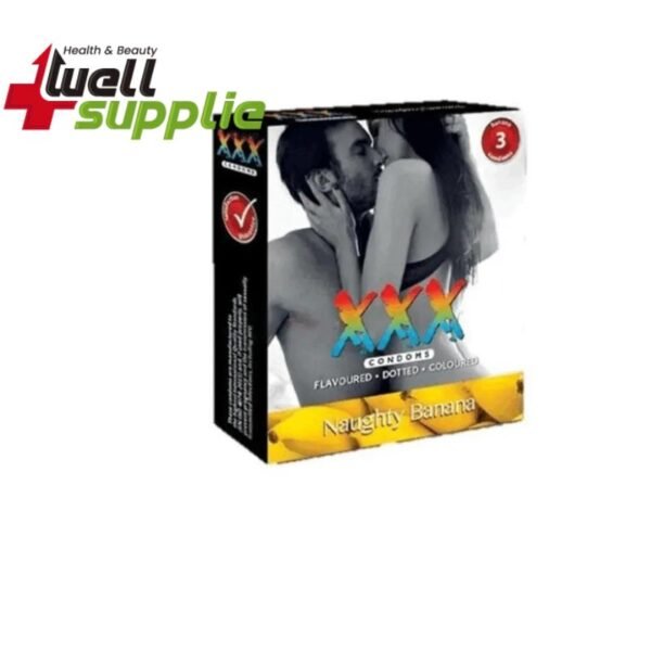 XXX Dotted Banana Flavorured Coloured Condom - 3Pcs Pack