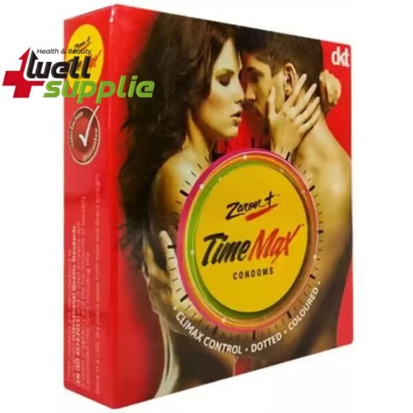 Zaroor TimeMax Climax Control Dotted Coloured Condom - 3Pcs Pack